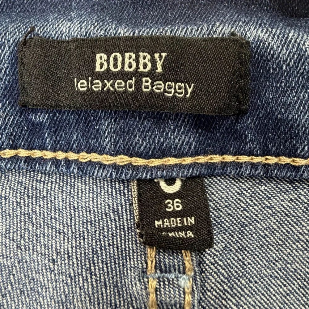 True Religion Bobby Relaxed Baggy Jeans Mens 36 Blue Applique Denim Streetwear